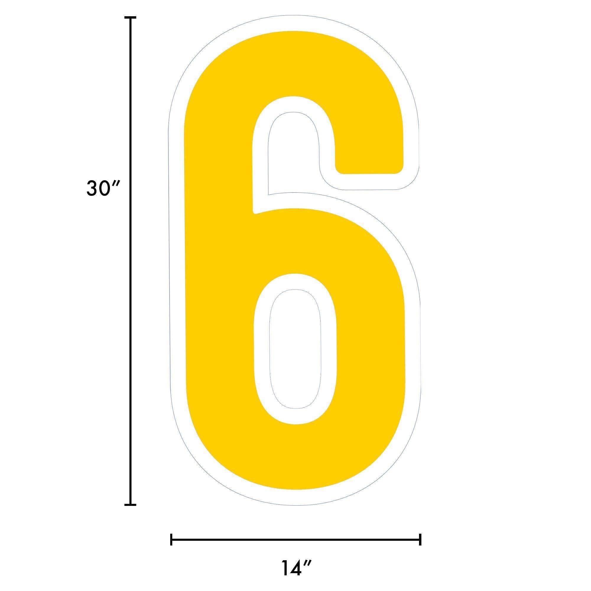 Yellow Number (6) Corrugated Plastic Yard Sign, 30in